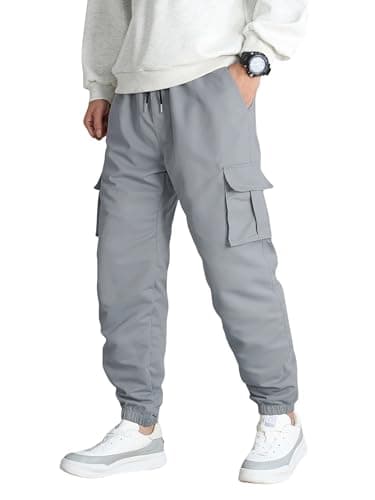 Lymio Cotton Cargo Pants for Men | Cargos for Men (Cargo 123 Light Grey-M)