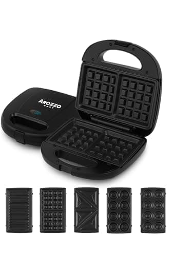 AROZZO CART 5 in 1 Sandwich Maker | Grill, Toast & Waffle Maker | 800W Electric Sandwhich Maker with Interchangeable Non-Stick Plates| Automatic Temperature Control (STANDERD)