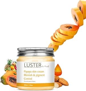 Luster Papaya Massage Cream | Blemish & Skin Pigment Control | Enriched With Natural Extracts | For Women & Men | All Skin Types | Paraben & Sulfate Free - 200 ml