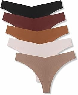 Tom & GeeWomens Seamless Thong Panty, Pack of 5, Multicolors