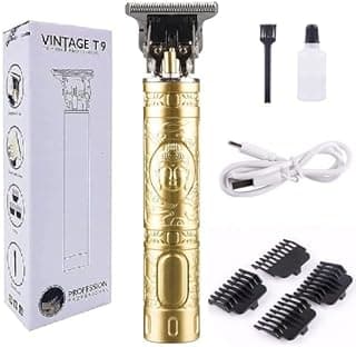 [Original] Professional Cordless Hair Trimmer for Men | Zero-Gap T-Blade Beard Trimmer & Hair Clipper | Rechargeable Electric Shaver with 4 Guide Combs, USB Charging & Dragon Metal Design (Gold)