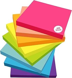 Cubic Multicolour Sticky Notes – 400 Sheets | 5 Bright Colours (80 Sheets Each) | Self-Adhesive, Removable & Residue-Free Memo Pads | Ideal for Notes, Reminders, Planning, Study & Office Use