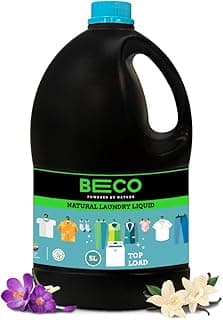 Beco Natural Liquid Detergent Top Load - 5L Bottle | Tough Stain Removal | Lavender & Vanilla Freshness | Retains Brightness & Shine | Chemical Free | Top Load Washing Machine Detergent Liquid