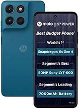 Motorola G57 Power 5G (Corsair, 8GB RAM, 128GB Storage) | Snapdragon 6s Gen 4 Processor | 6.72" FHD+ Display | 50MP LYT-600 + 8MP Ultrawide | 8MP Selfie Camera | 7000mAh Battery, 33W TurboPower | IP64