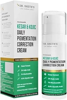 Dr. Sheth's Kesar & 2% Kojic Acid Daily Pigmentation Correction Face Cream | Lightweight & Non-Greasy | With 1% Niacinamide & 0.5% Glycolic Acid | Removes Tan & Depigments Skin | For Men & Women | For All Skin Types | 30g