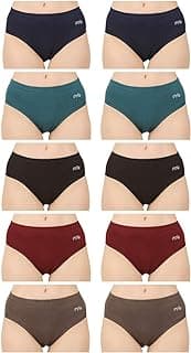 RVB FashionsWomens Cotton Panty (Pack of 10), Plain, Assorted Colour, Inner Elastic