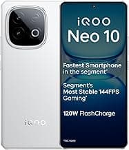 iQOO Neo 10 (Alpine White, 12GB RAM, 256GB Storage) | Segment's Fastest Processor* with Snapdragon 8s Gen 4 & Supercomputing chip Q1 | 120W FlashCharge | Segment's Brightest AMOLED Display*