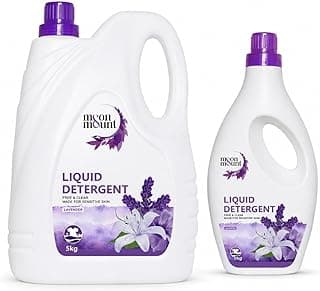 Moon & Mount liquid detergent, top load front load, detergent liquid for washing machine - balanced PH, Non-toxic 5+1kg (Lavender)