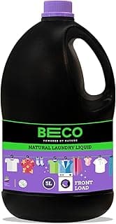 Beco Natural Liquid Detergent Front Load - 5L Bottle| Tough Stain Removal | Lavender & Vanilla Freshness | Retains Brightness & Shine | Chemical Free | Front Load Washing Machine Liquid