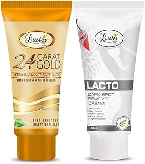 Luster Lacto Dark Spot Remover Cream & Gold Face Pack | Combo | Removes Blemishes & Dark Spot | Enriched With Natural Extracts | Paraben & Sulfate Free - 60ml (Pack of 2)