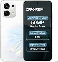 Oppo F33 5G Smartphone (8GB RAM, 128GB Storage, Pearl White)|50MP AI Camera |7000mAh Long Battery |45W Fast Charging-with No Cost EMI/Bank Offers