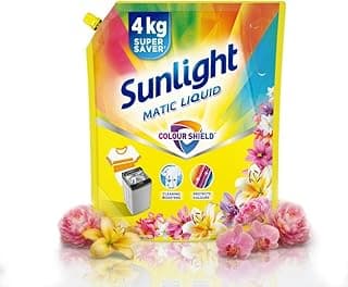 SUNLIGHT Matic Liquid Detergent with Colour Shield for Bright & Colorful Clothes | With Cleaning Boosters and Long-Lasting Fresh Floral Fragrance for Machine & Handwash | 4KG Super Saver Pack