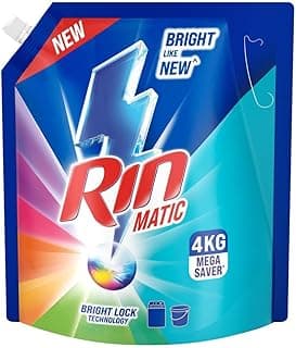 Rin Matic Liquid 4Kg Pouch- Top Load, Designed to keep your clothes Bright Like New in your Top Load Washing Machine for all kinds of clothes