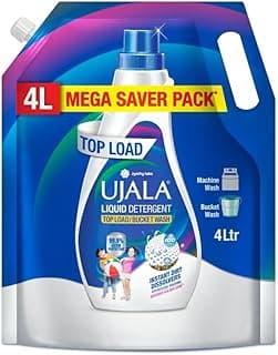 Ujala Top Load Liquid Detergent Mega Saver 4L Refill Pack | Designed For Tough Dirt Removal | Superior Colour Care with Refreshing Fragrance | Ideal for Bucket Wash and Top Load Washing Machines