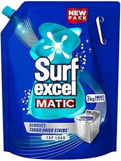 Surf Excel Matic Top Load Liquid Detergent 3kg Refill ||Specially Designed To Remove Tough Dried Stains, 1st time In Washing Machine