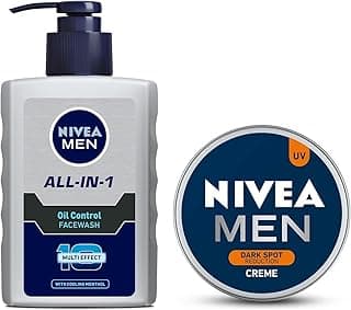 Nivea Men Creme, Dark Spot Reduction Cream, 75ml & Men Face Wash, Oil Control, 10x Vitamin C, 150ml Oil Control
