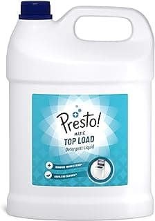 Amazon Brand - Presto! Matic Top Load Liquid Detergent | 5 Litre | Removes Tough Stains | Gentle On Clothes | Protects Fabric Color | Bleach-Free & Phosphate-Free