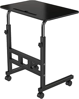 Amazon Brand - Umi Wooden Multipurpose Adjustable Height Table with Wheels For Work From Home, Study, Office And Bedroom (Without Drawer)