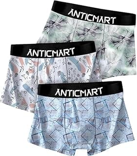 ANTICMARTMen’s Extra Thin Elastic Ice Silk Underwear – Long, Comfortable, Breathable Boxer Brief Trunks (Pack of 3)