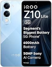 iQOO Z10 Lite 5G (Titanium Blue, 6GB RAM, 128GB Storage) | 6000 mAh Battery | Dimensity 6300 5G Processor with 433K+* AnTuTu Score | IP64 Rated & Military Grade Shock-Resistance*