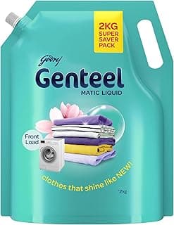 Genteel Matic Liquid Detergent Refill Pouch for Front load Washing - 2kg | No Soda Formula | with Added Fabric Conditioner