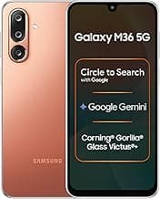 Samsung Galaxy M36 5G Mobile (Orange Haze, 6GB RAM, 128GB Storage) | Google Gemini| Gorilla Glass Victus+ | 7.7mm | AI Enhanced 50MP OIS Triple Camera | Nightography| Lag-free Gaming | Without Charger
