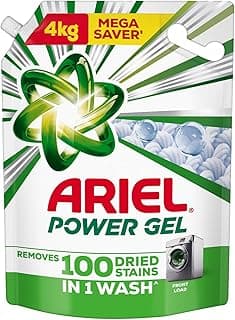Ariel Power Gel Liquid Detergent for Front Load – 4kg | Removes 100 Dried Stains in 1 Wash | Faster Dissolving | Long-Lasting Fragrance | Color Protection | At the price of Powders
