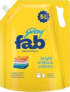 Godrej Fab Liquid Detergent Refill Pouch for Machine & Hand Wash - 5L