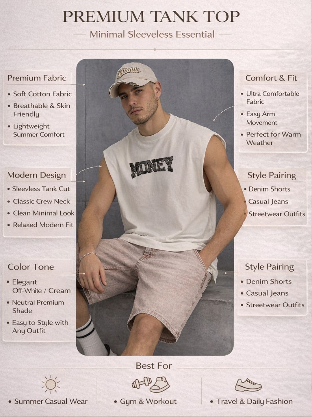 CARRO ARMATO Printed Round Neck Sleeveless Cotton Gym Vest