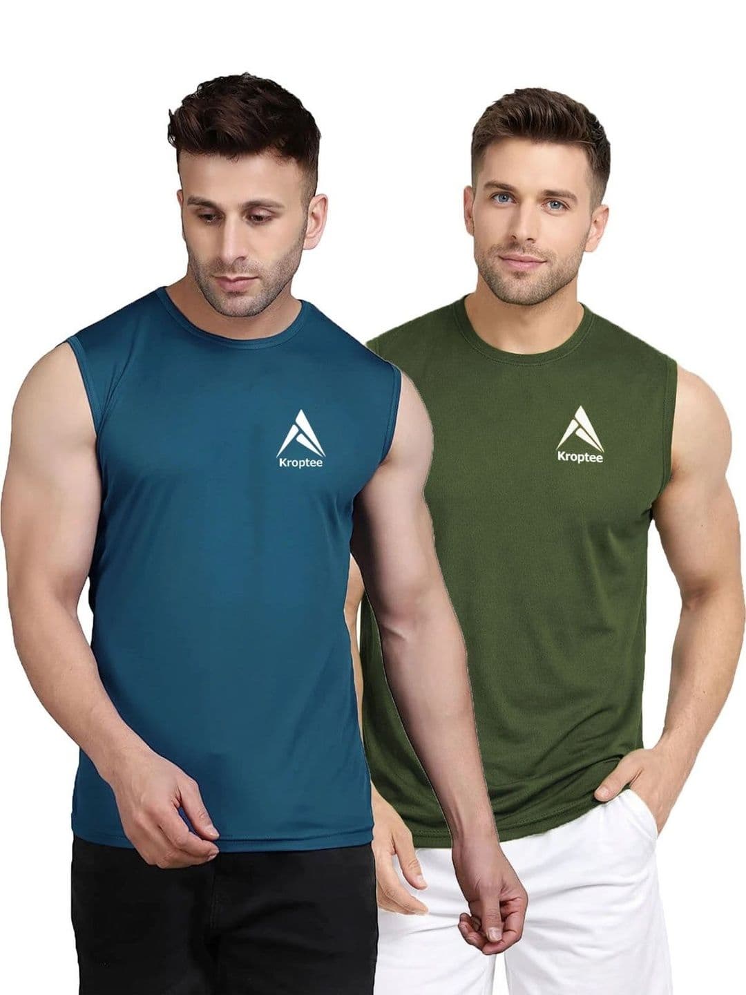 Kroptee Pack of 2 Cotton Blend Gym Vest