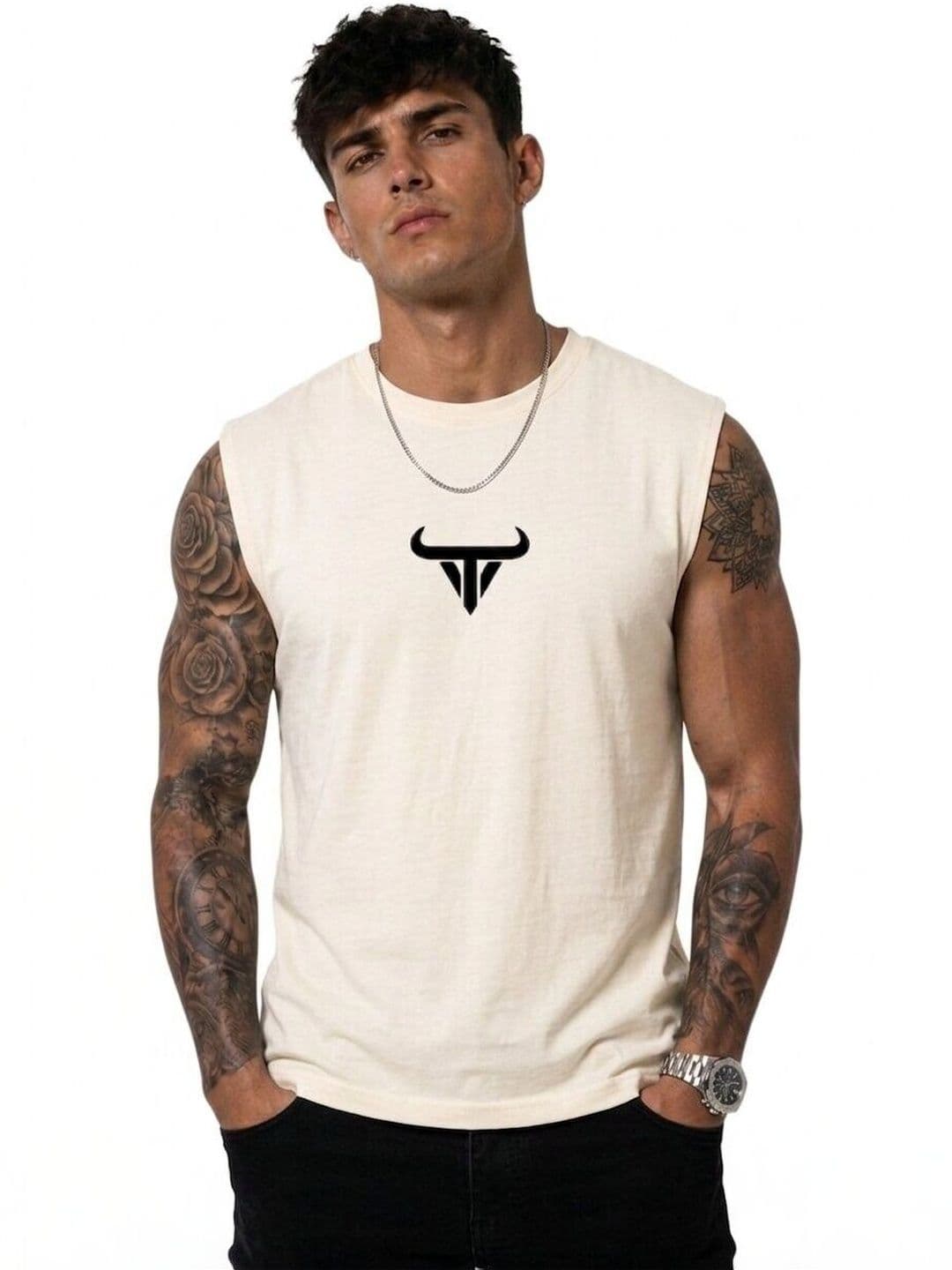 Colorchakra Printed Cotton Gym Vest