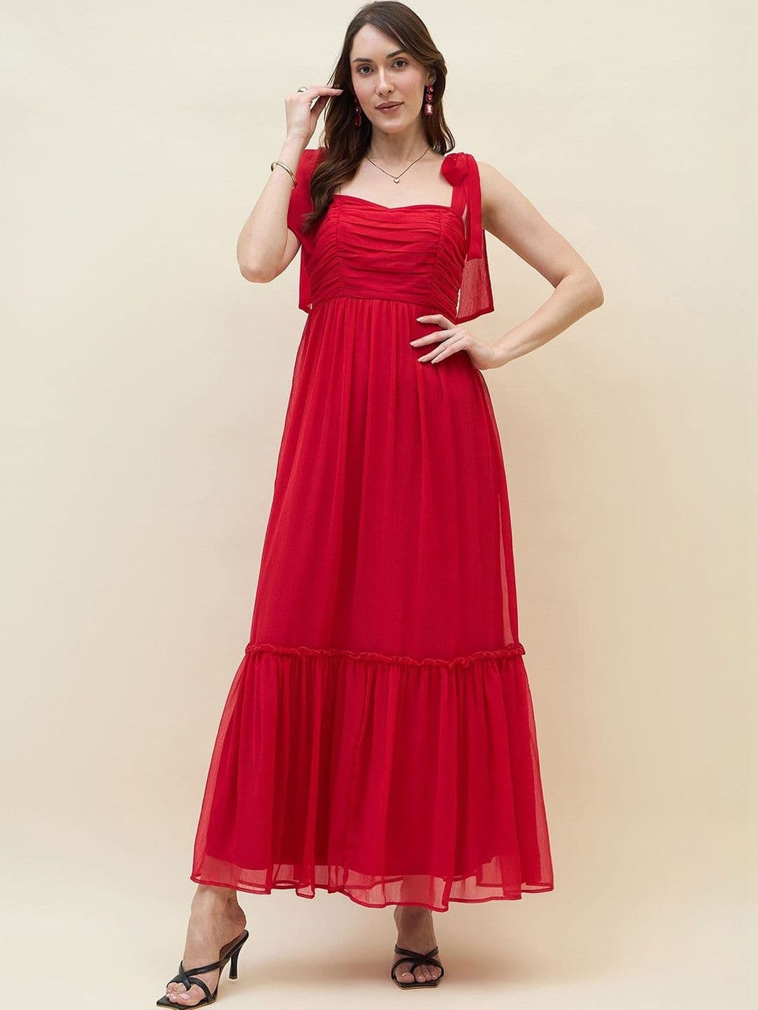 aayu Women Layered Chiffon Maternity Maxi Dress