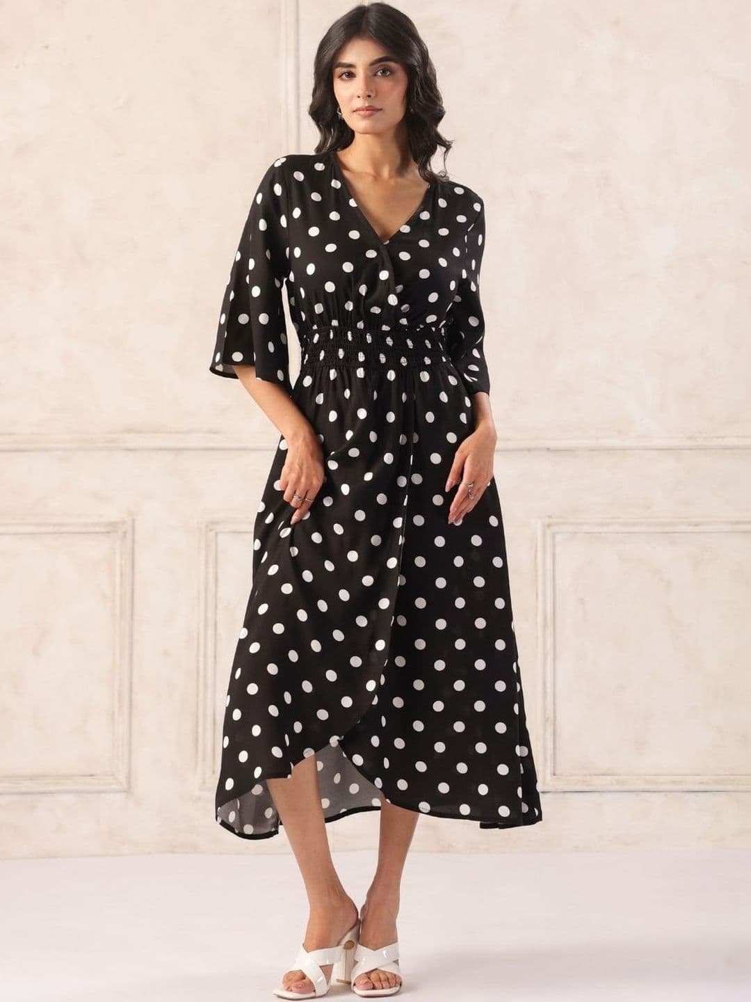 Twelve South Polka Dot Print A-Line Midi Dress