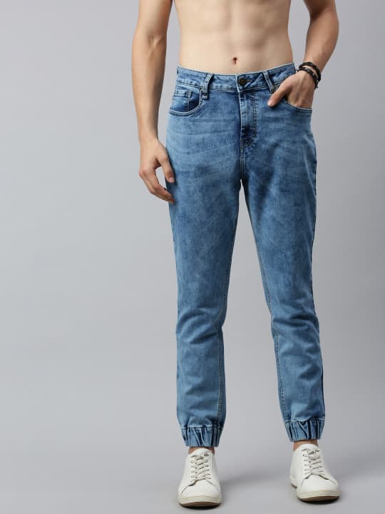 Roadster Men Blue Jogger Fit Mid-Rise Clean Look Stretchable Jeans