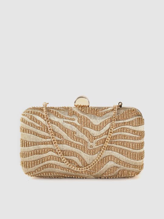 Accessorize Gold-Toned Embellished & Embroidered Box Clutch