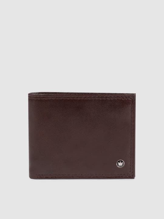Louis Philippe Men Brown Textured Two Fold Leather Wallet