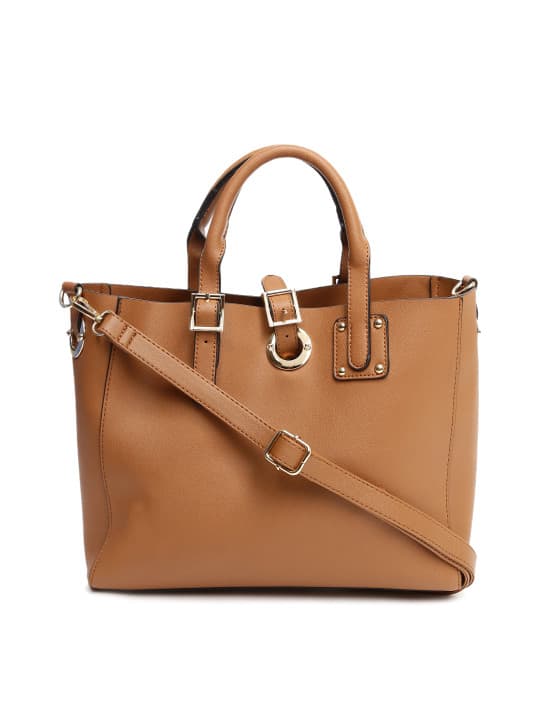 DressBerry Tan Brown Handbag with Detachable Pouch