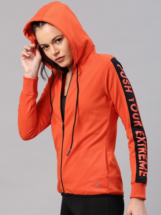 HRX by Hrithik Roshan Women Orange Hooded Active Sweatshirt