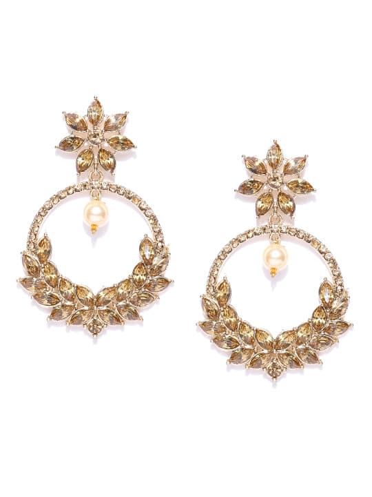 Zaveri Pearls Off-White Gold-Plated Classic Chandbalis