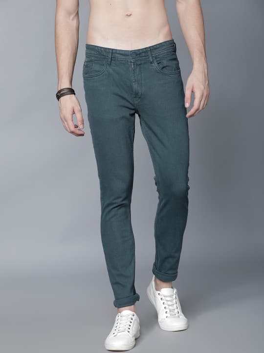 LOCOMOTIVE Men Green Slim Fit Mid-Rise Clean Look Stretchable Jeans