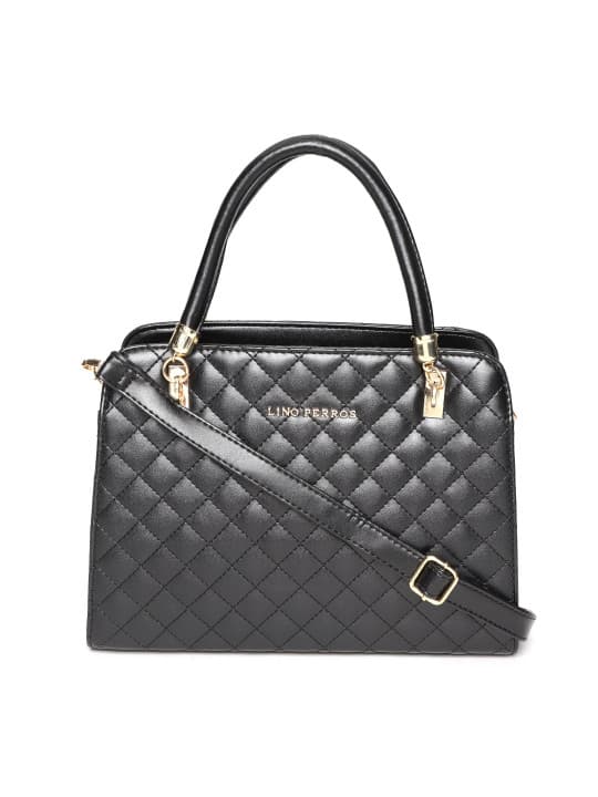 Lino Perros Black Quilted Solid Handheld Bag