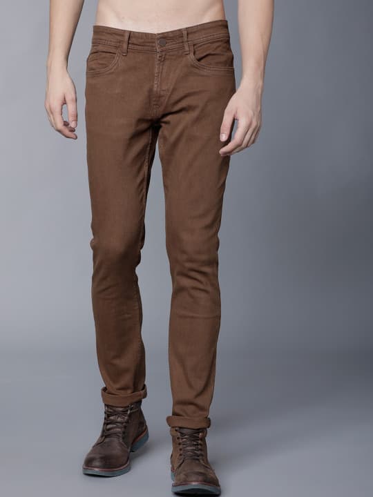 LOCOMOTIVE Men Brown Slim Fit Mid-Rise Clean Look Stretchable Jeans