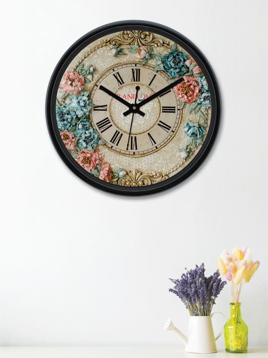 RANDOM Multicoloured Round Textured 30 cm Analogue Wall Clock