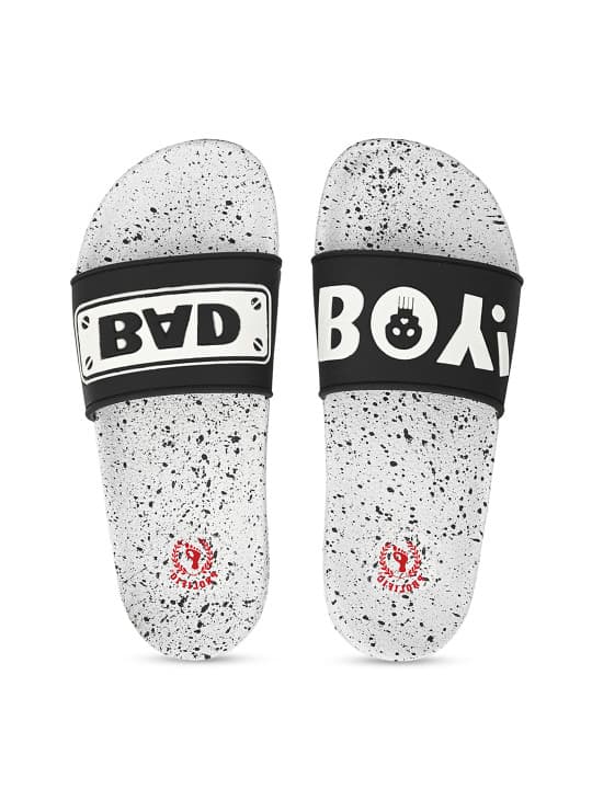 Prolific Men White & Black Self Design Sliders
