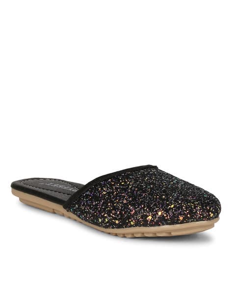 Embellished Round Toe Mules