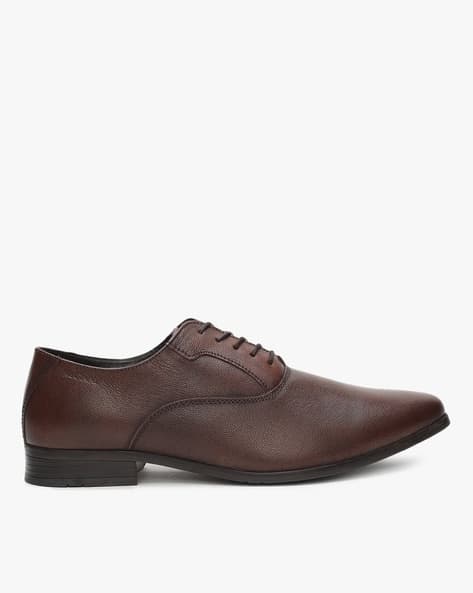 Lace-Up Leather Oxfords with Broguing