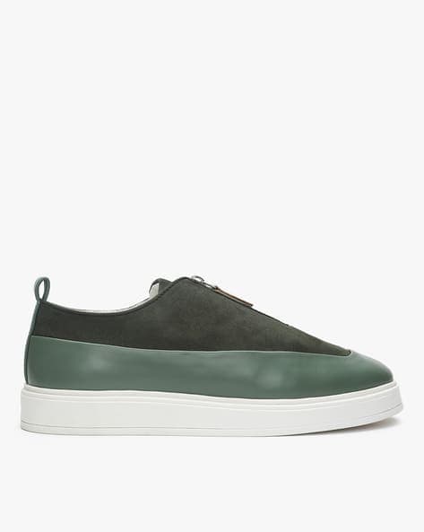 Panelled Slip-On Shoes with Zipper