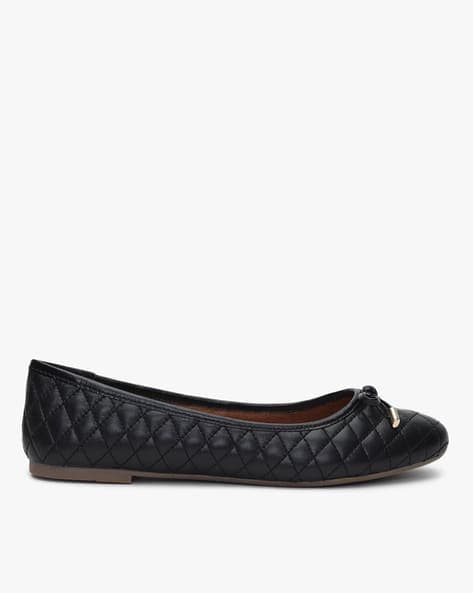 Quilted Ballerinas with Bow Accent