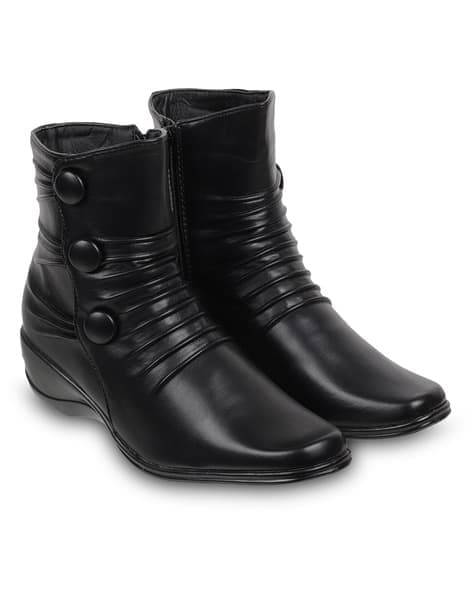 Ankle-Length Boots with Side Zipper