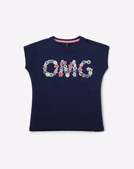 Typographic Print Round-Neck T-shirt